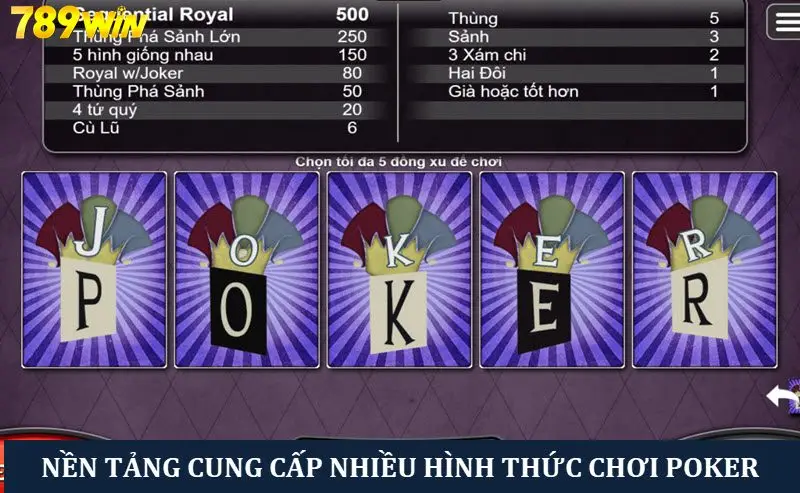 Nền tảng cung cấp nhiều hình thức chơi poker khác nhau